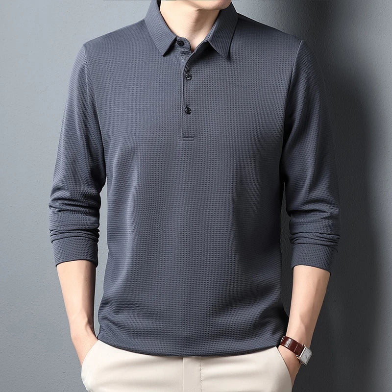 CASUAL LONG-SLEEVE DARK GRAY POLO