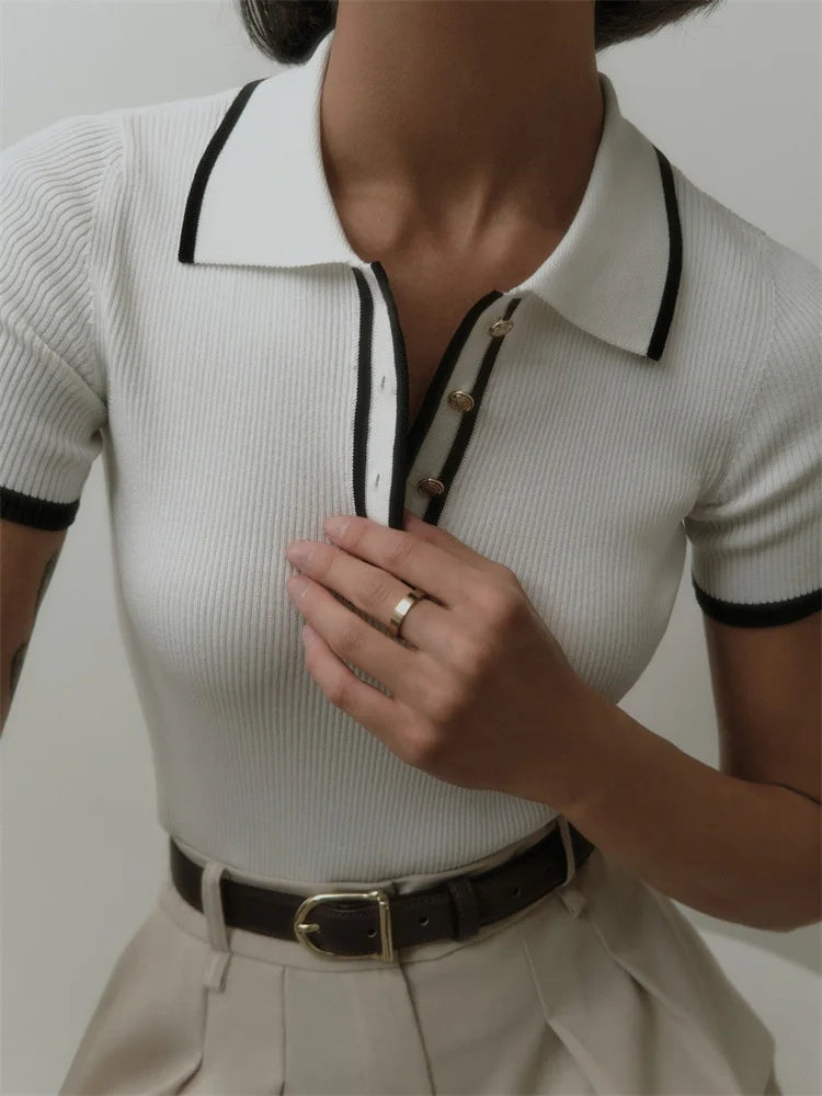 VINTAGE WHITE KNIT POLO