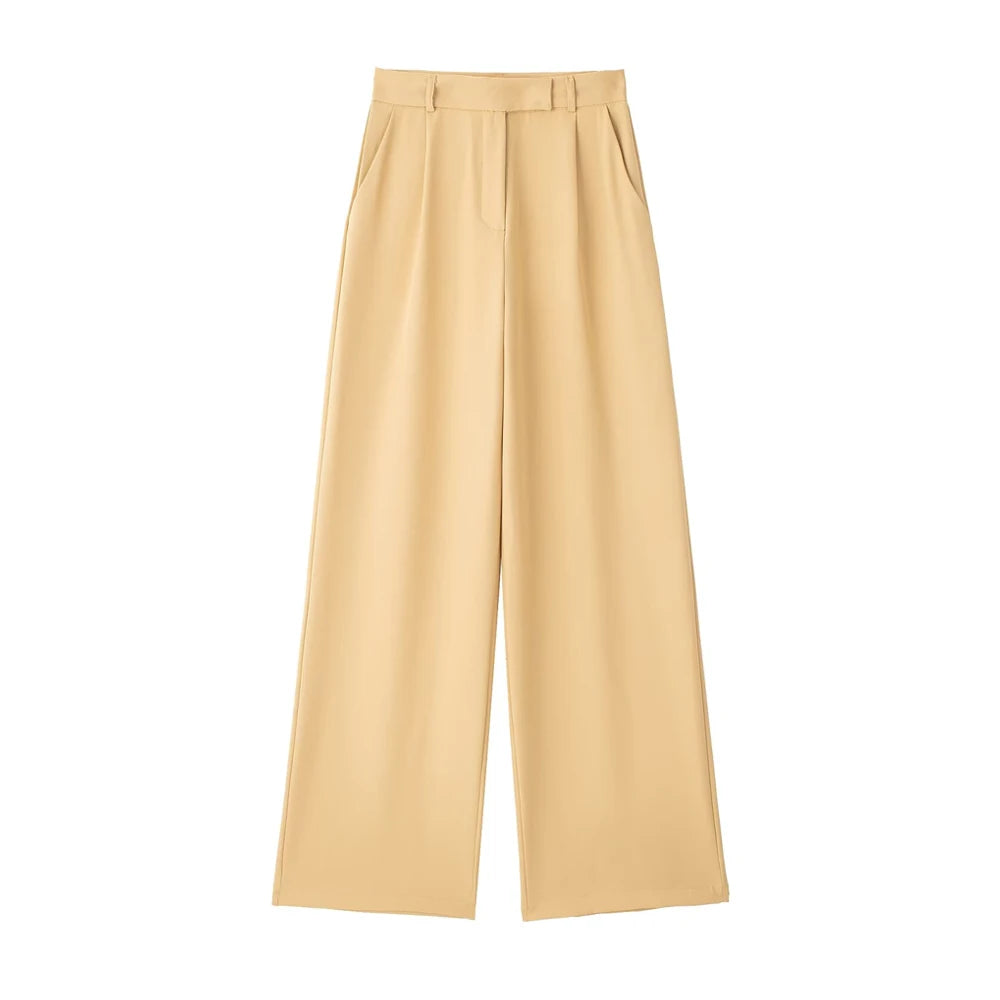 VINTAGE HIGH WAIST KHAKI CLASSIC TROUSERS