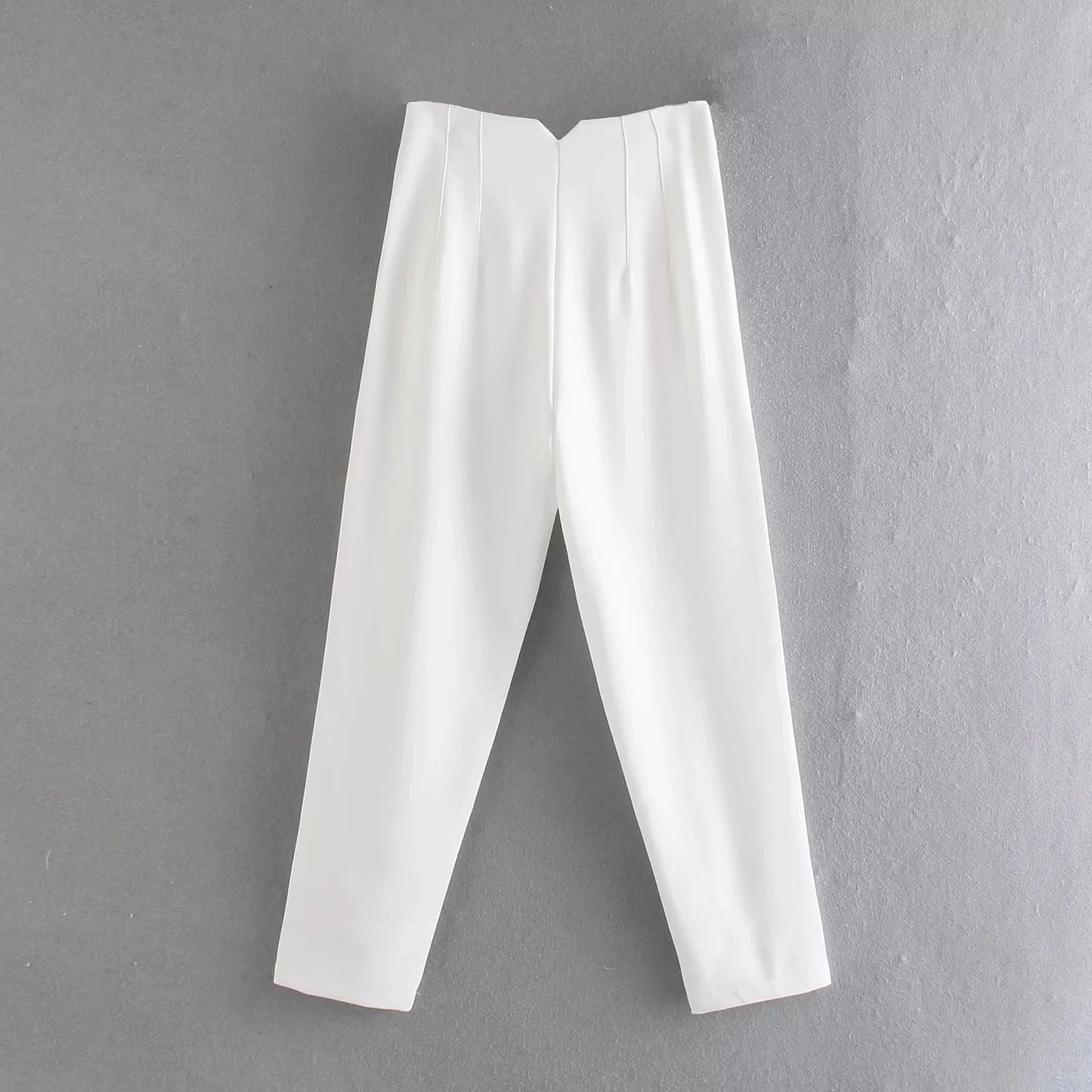 ELEGANT HIGH-WAIST WHITE PENCIL PANTS