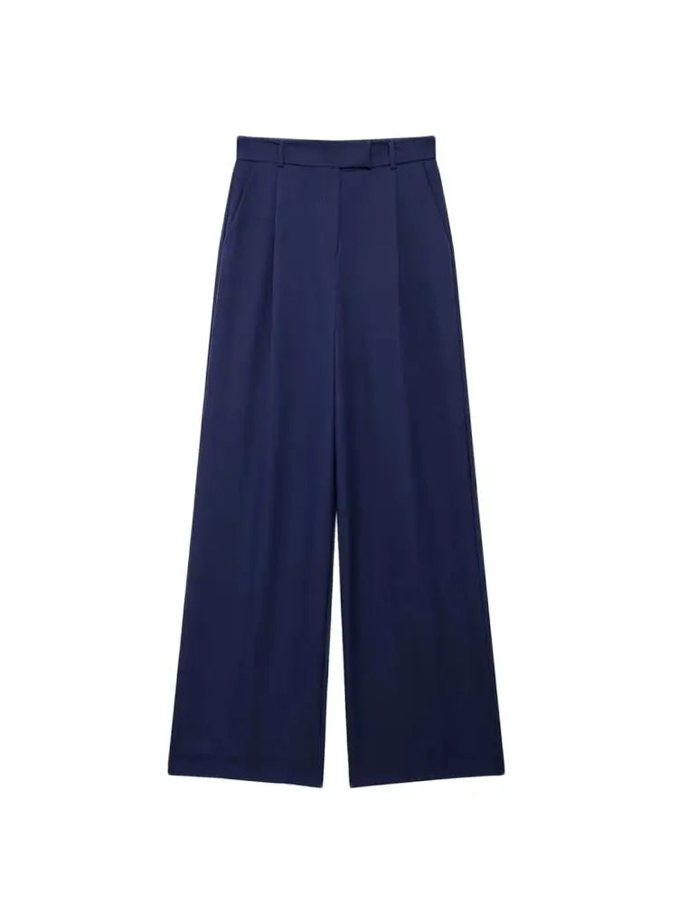 VINTAGE HIGH WAIST NAVY BLUE CLASSIC TROUSERS