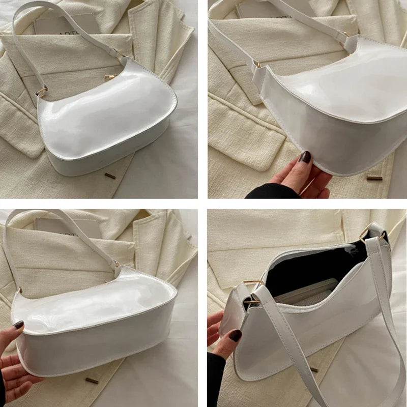 VINTAGE LEATHER WHITE SHOULDER BAG