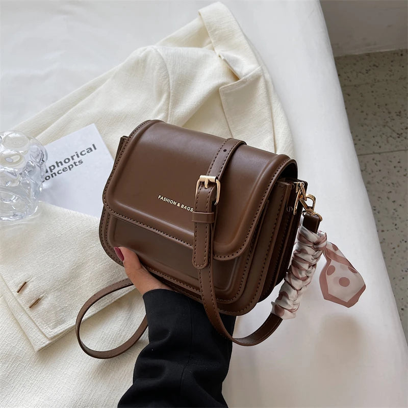 COFFEE COLOR LEATHER MINI SHOULDER BAG
