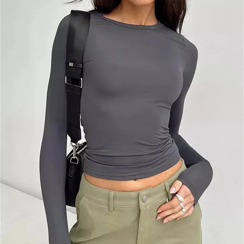 OLD MONEY KNIT GRAY LONG SLEEVE TEE