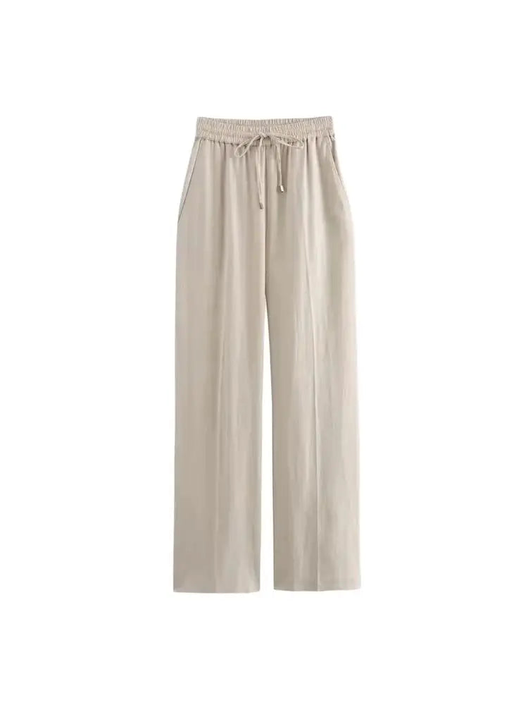 OLD MONEY STRAIGHT-LEG BEIGE TROUSERS