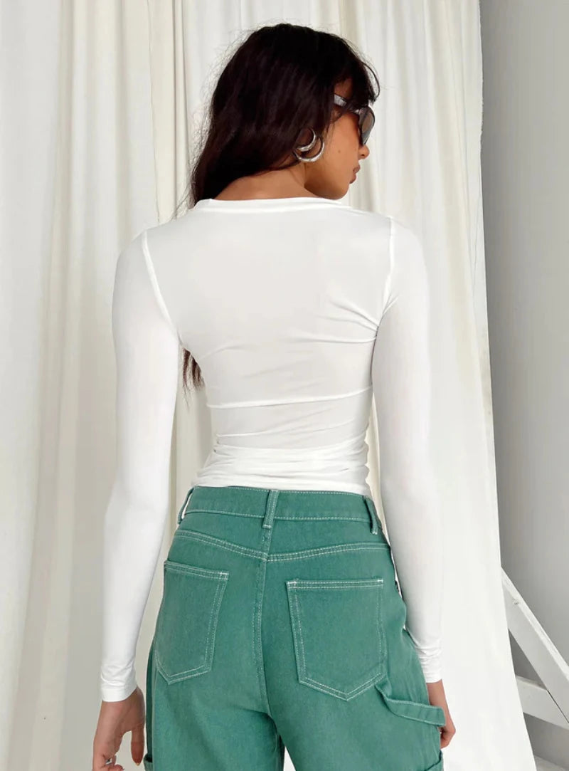 OLD MONEY KNIT WHITE LONG SLEEVE TEE