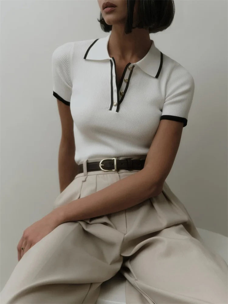 VINTAGE WHITE KNIT POLO