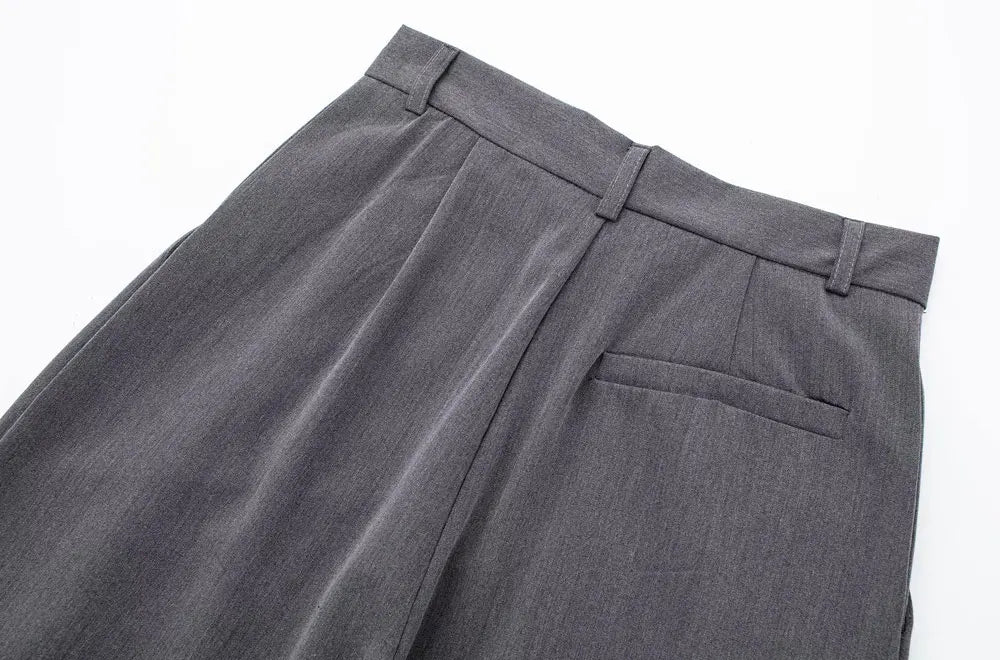 VINTAGE HIGH WAIST GRAY CLASSIC TROUSERS