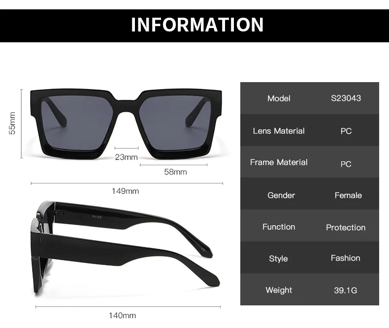 CLASSIC SQUARE BLACK SUNGLASSES