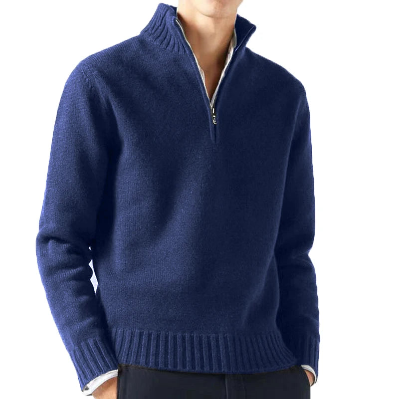 OLD MONEY LONG NECK NAVY BLUE SWEATER