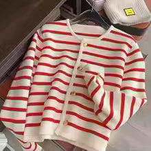 BELMONT RED STRIPED CARDIGAN