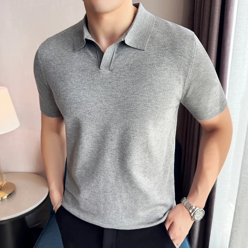 HERITAGE V-NECK CLASSIC GRAY POLO