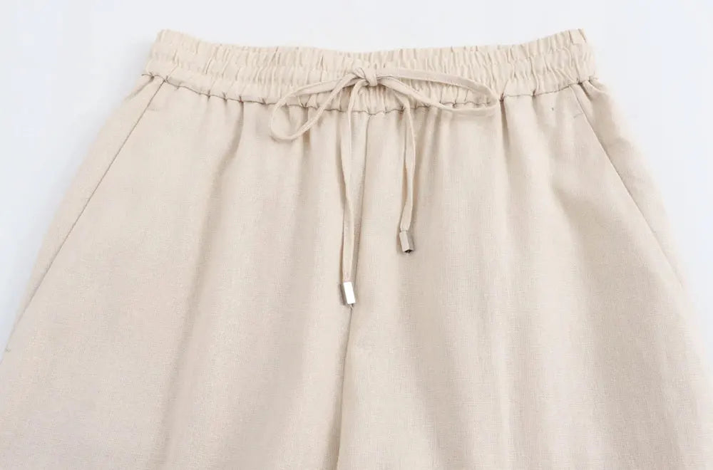 OLD MONEY STRAIGHT-LEG BEIGE TROUSERS