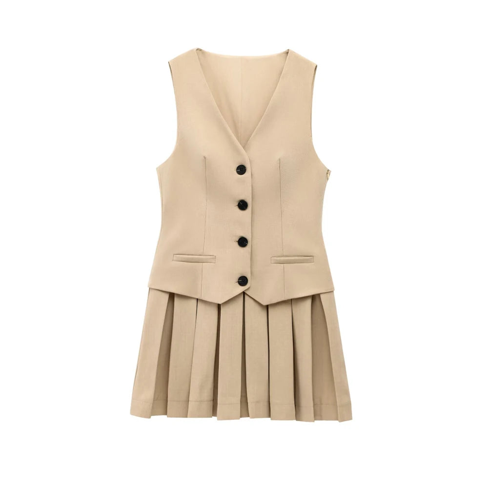 OLD MONEY BEIGE MINI DRESS