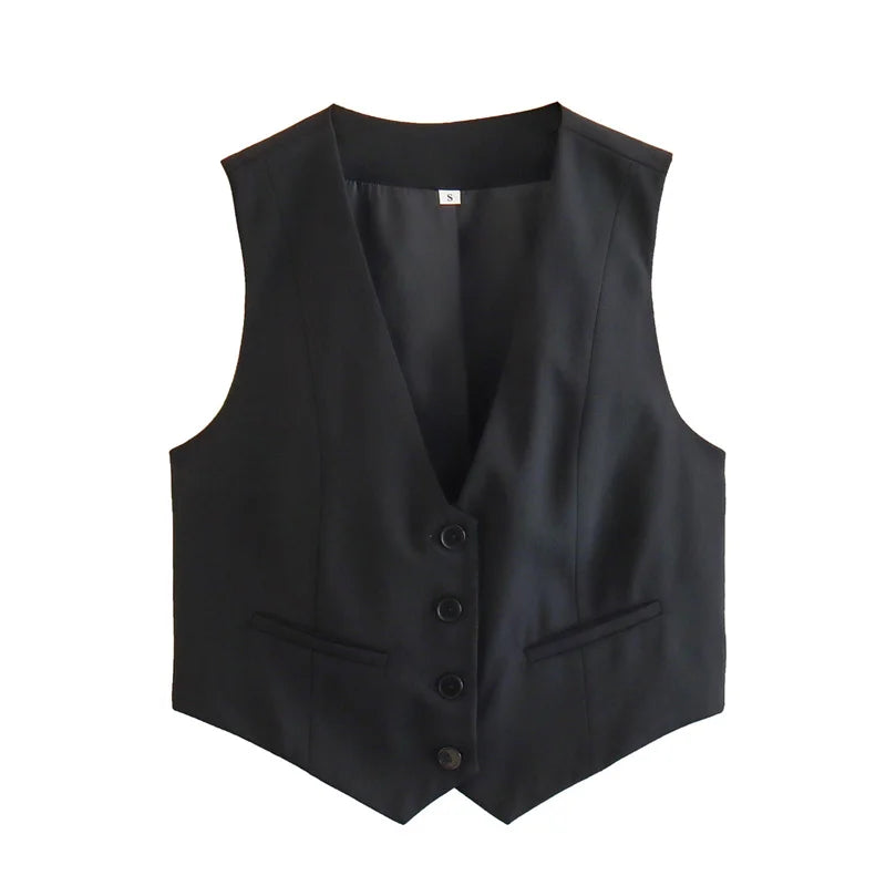CLASSIC V-NECK TAILORED BLACK VEST