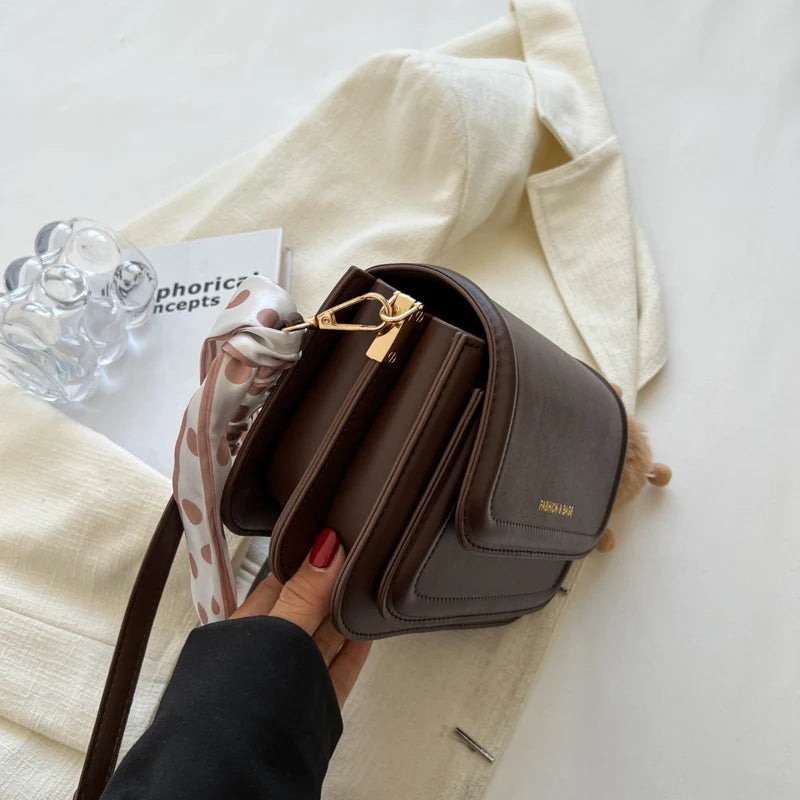 COFFEE COLOR LEATHER MINI SHOULDER BAG