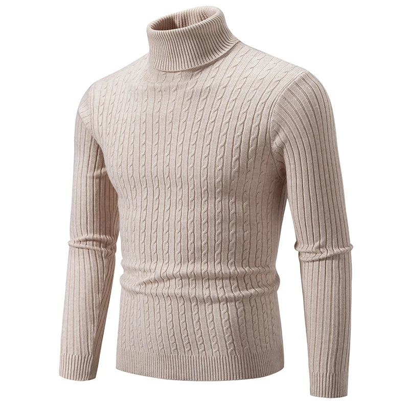 CLASSIC OLD MONEY BEIGE TURTLENECK PULLOVER