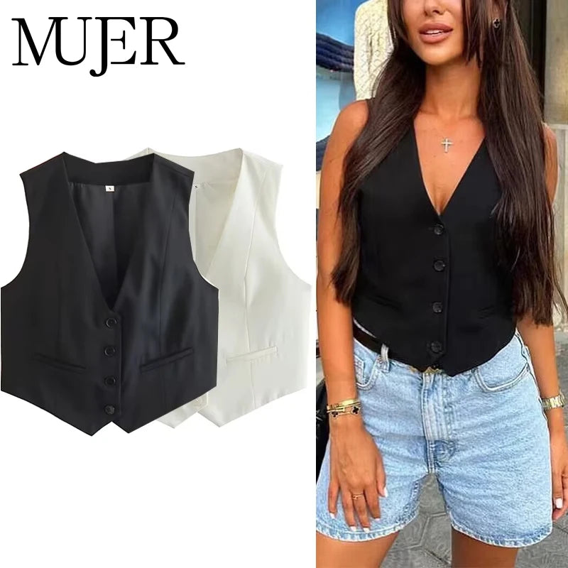 CLASSIC V-NECK TAILORED BLACK VEST