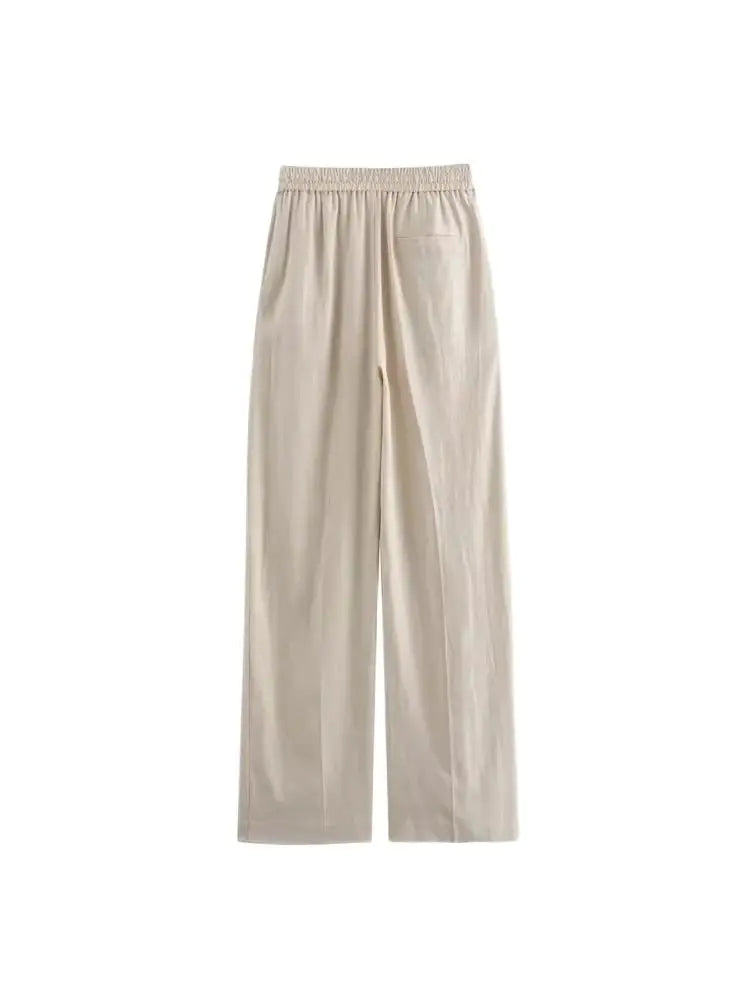 OLD MONEY STRAIGHT-LEG BEIGE TROUSERS