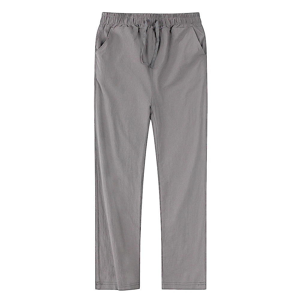 OLD MONEY GRAY LINEN TROUSERS