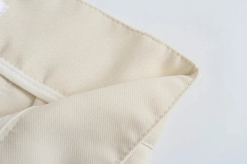 CREAM COLOR TAILORED STRAIGHT TROUSERS