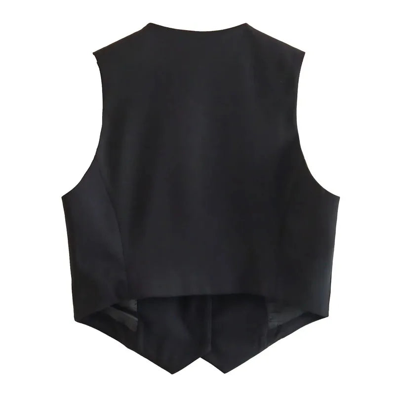 CLASSIC V-NECK TAILORED BLACK VEST