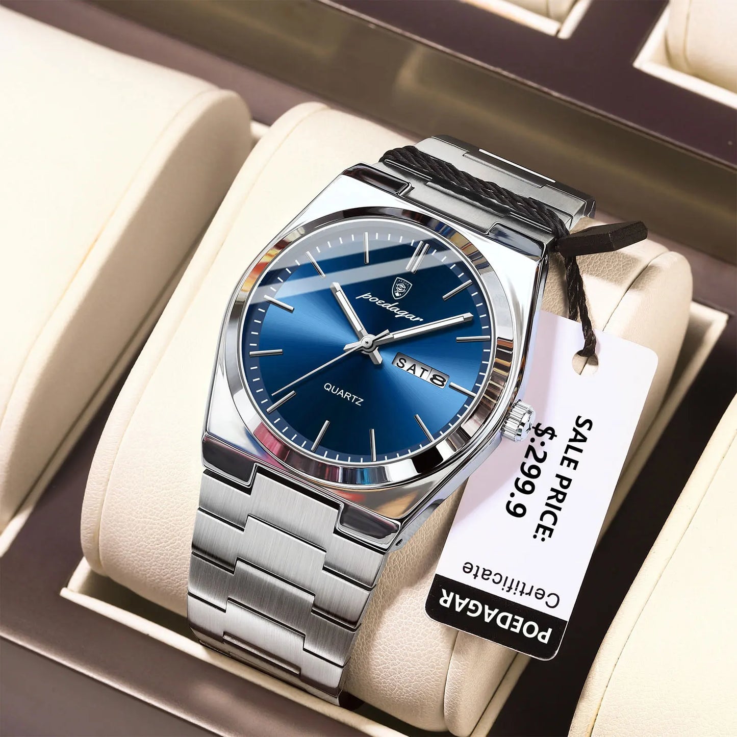 OLD MONEY LUXURIOUS SILVER BLUE WATCH