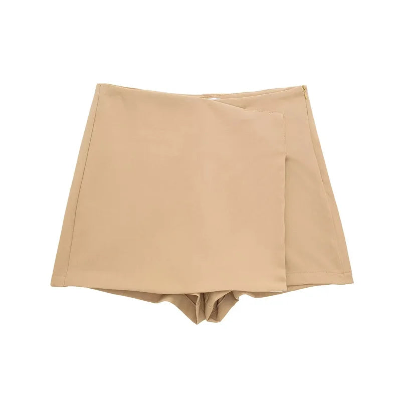 VINTAGE TIERED KHAKI SKORT SHORTS