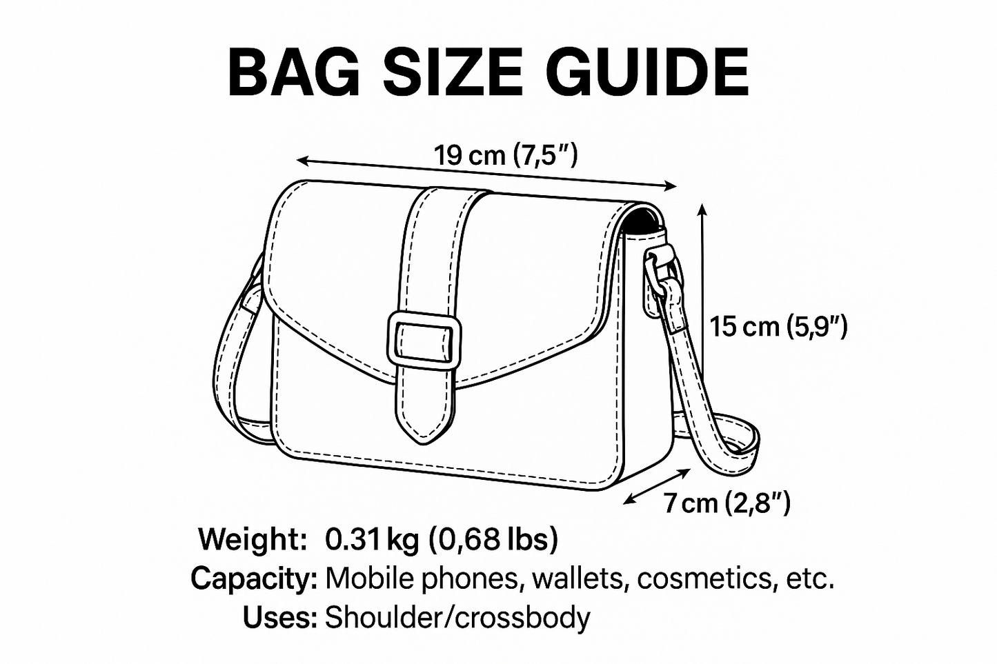 Make it black and white. Include the dimensions in the actual drawing, please