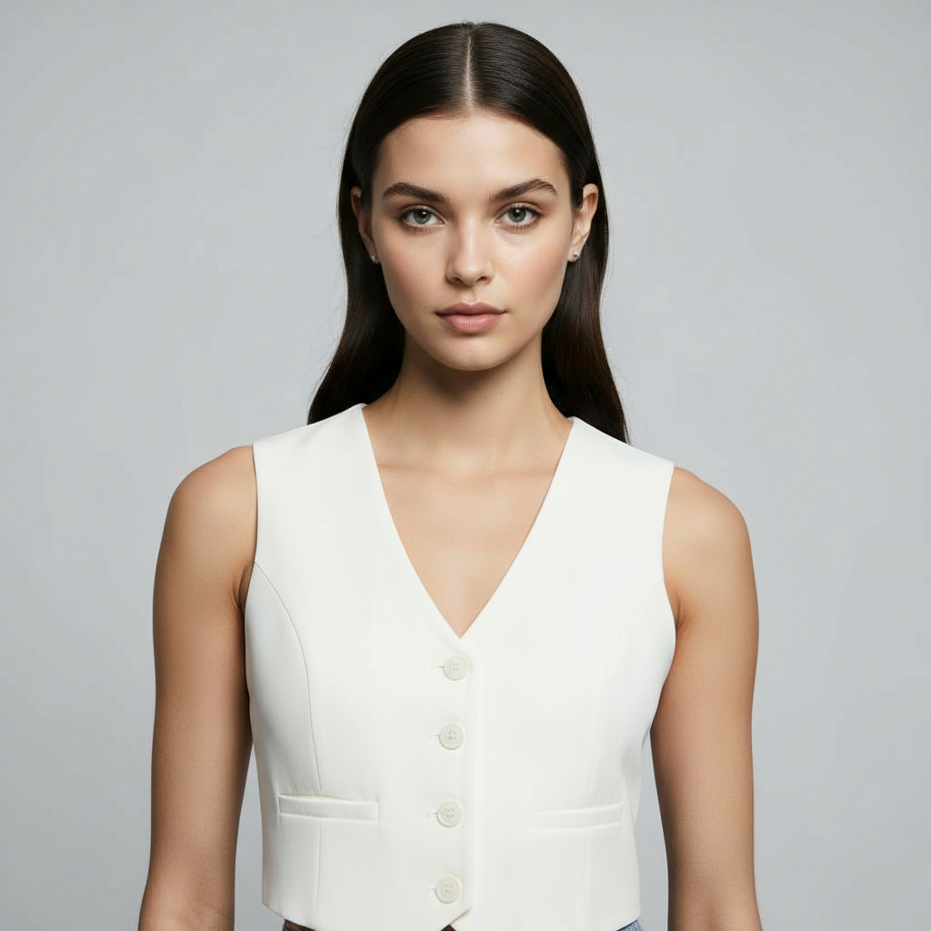 CLASSIC V-NECK TAILORED IVORY VEST
