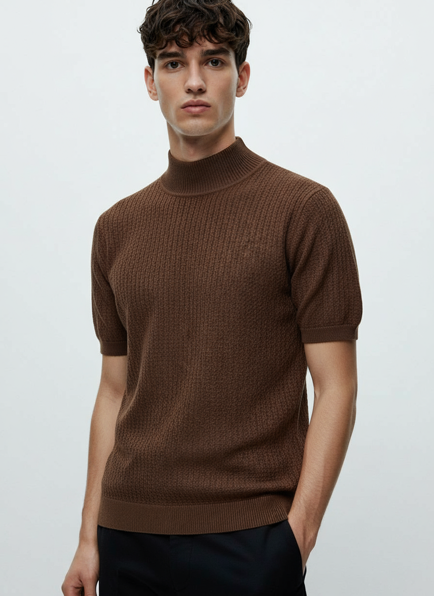 HERITAGE BROWN TURTLENECK POLO
