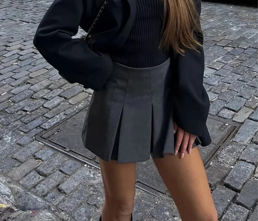 WOMEN PLAIN CASUAL GRAY SKIRT