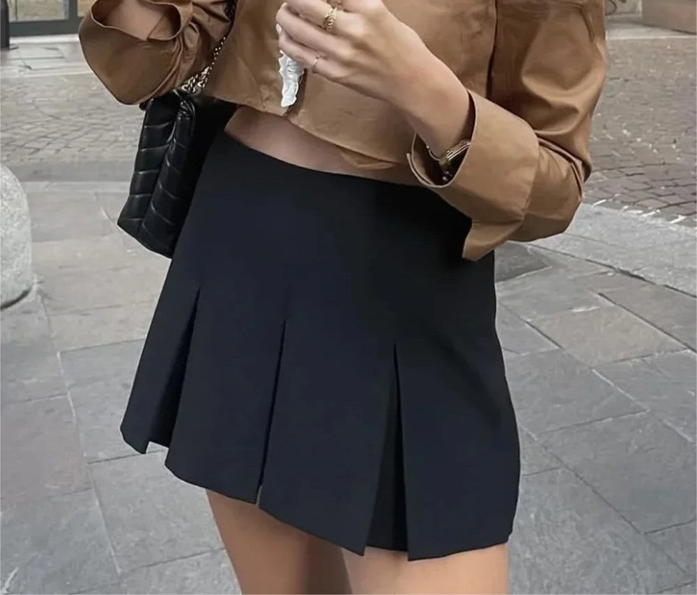 WOMEN PLAIN CASUAL BLACK SKIRT