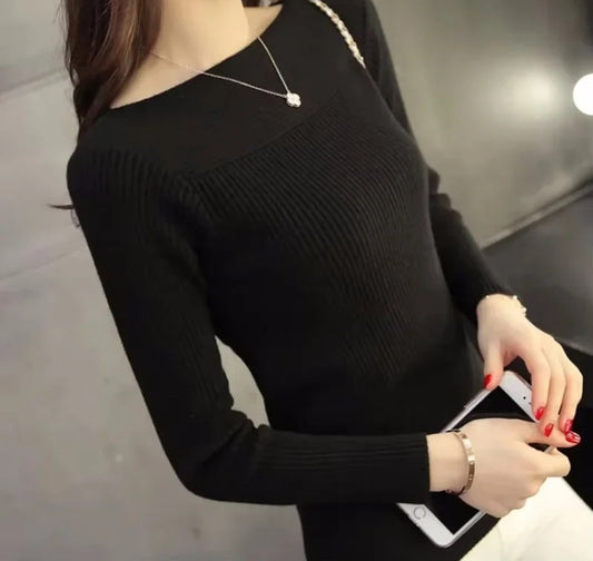 VINTAGE SLIM KNIT BLACK SWEATER