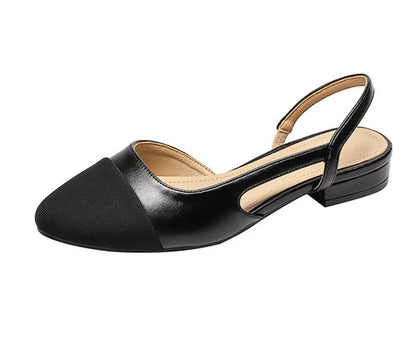 BLACK (SHORT HEEL) LUXURIOUS SLINGBACK FLATS