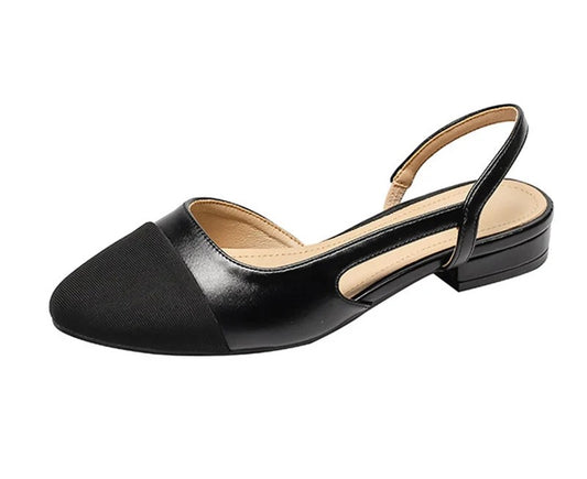 BLACK (SHORT HEEL) LUXURIOUS SLINGBACK FLATS