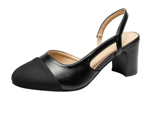 BLACK (HIGH HEEL) LUXURIOUS SLINGBACK FLATS