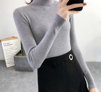 GRAY COTTON BLEND CLASSIC MOCK NECK PULLOVER