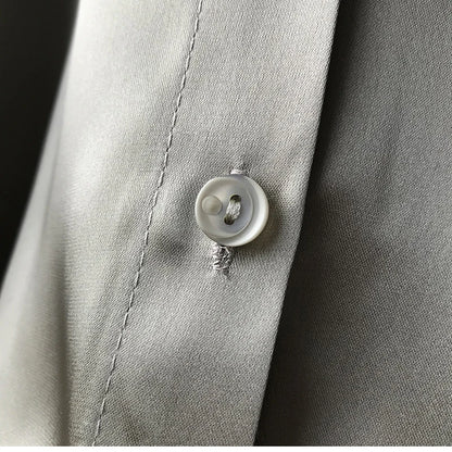GRAY SATIN LOOSE COLLAR BLOUSE