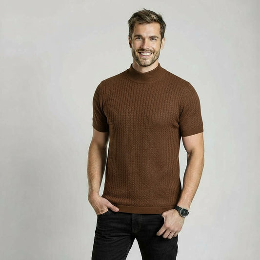 HERITAGE BROWN TURTLENECK POLO