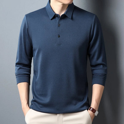 CASUAL LONG-SLEEVE NAVY BLUE POLO