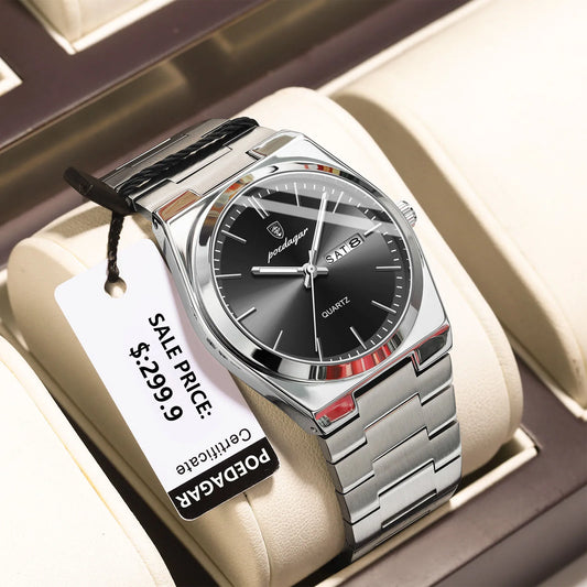 OLD MONEY LUXURIOUS SILVER BLACK WATCH