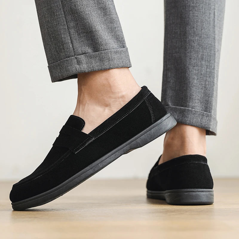 HERITAGE BLACK SLIP-ON LOAFERS