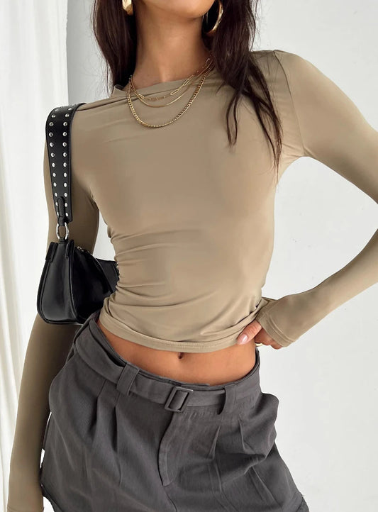 OLD MONEY KNIT BEIGE LONG SLEEVE TEE