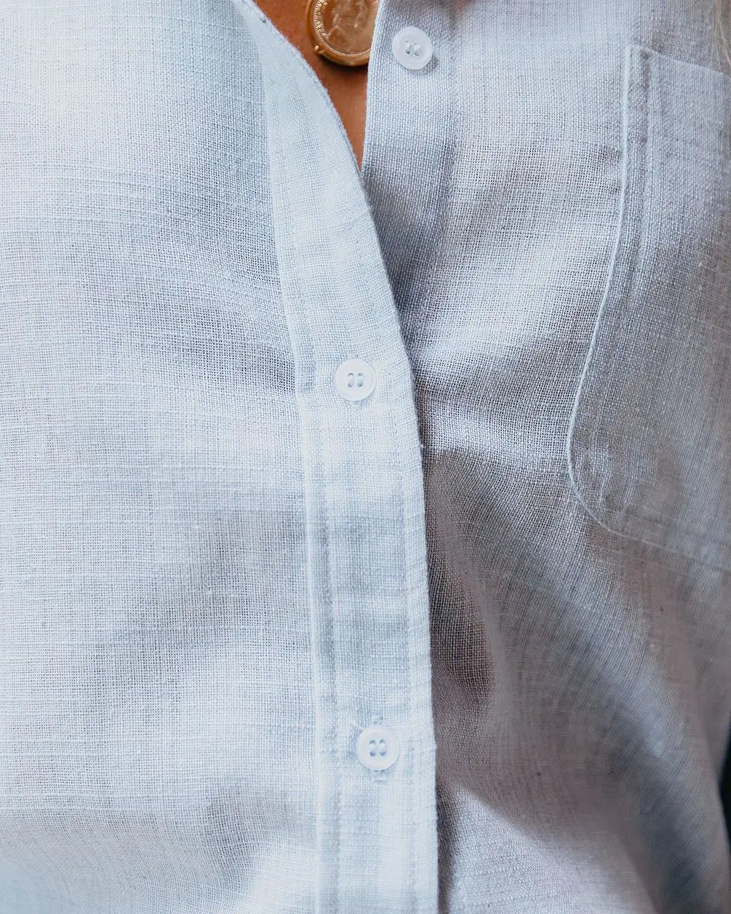 LIGHT BLUE CLASSIC COTTON LINEN LOOSE SHIRT