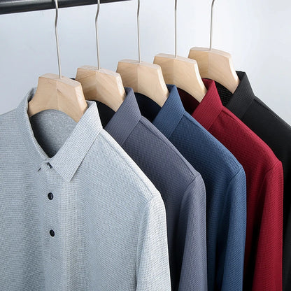 CASUAL LONG-SLEEVE NAVY BLUE POLO