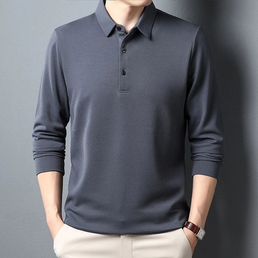 CASUAL LONG-SLEEVE DARK GRAY POLO