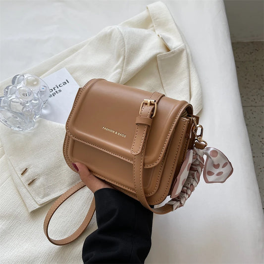 KHAKI LEATHER MINI SHOULDER BAG