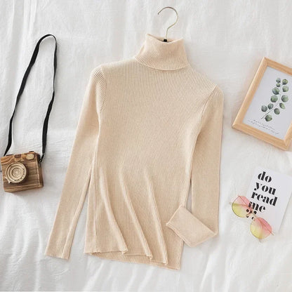 SLIM KNIT BEIGE TURTLENECK SWEATER