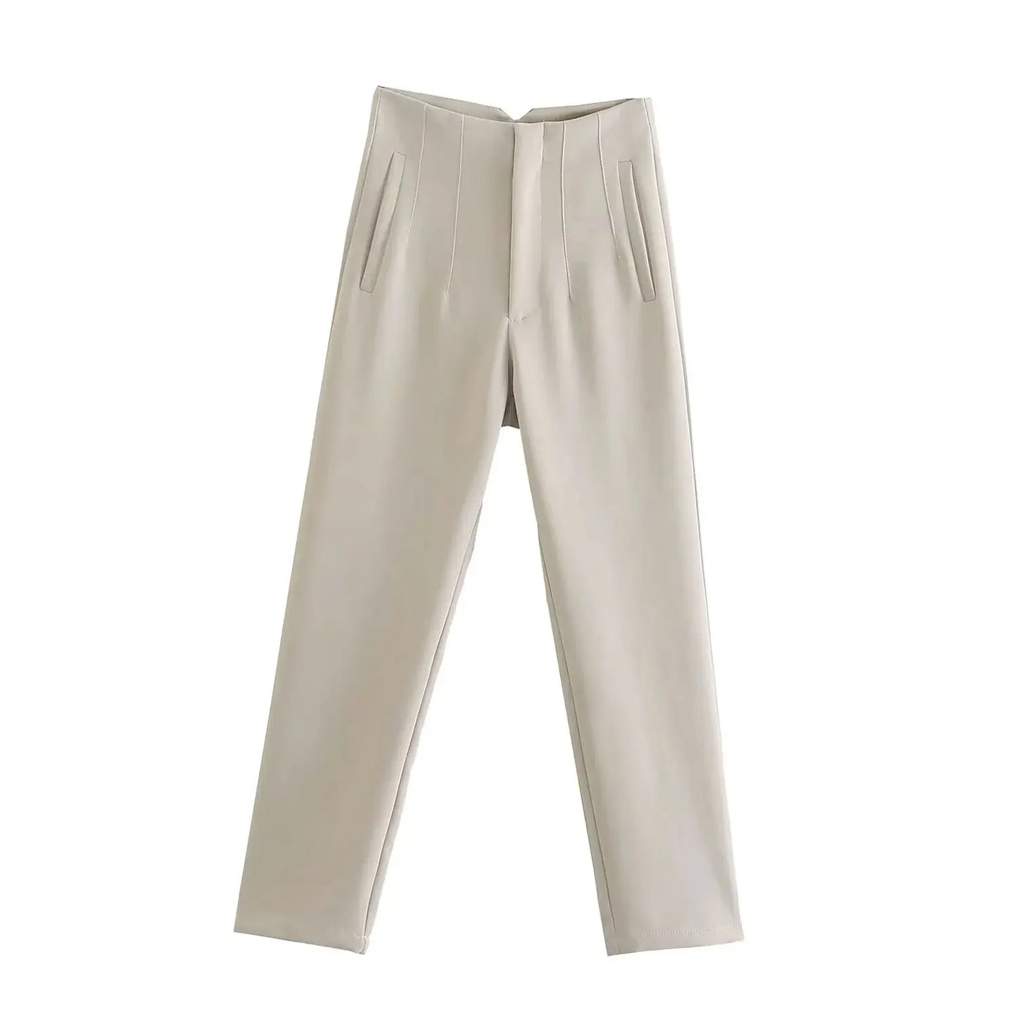 ELEGANT HIGH-WAIST APRICOT PENCIL PANTS